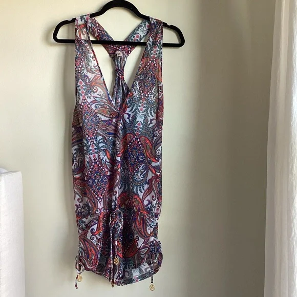 Luli Fama Rebeldia -T Back Romper Womens Size Large Paisley Mixed Print  Beach - Picture 2 of 16